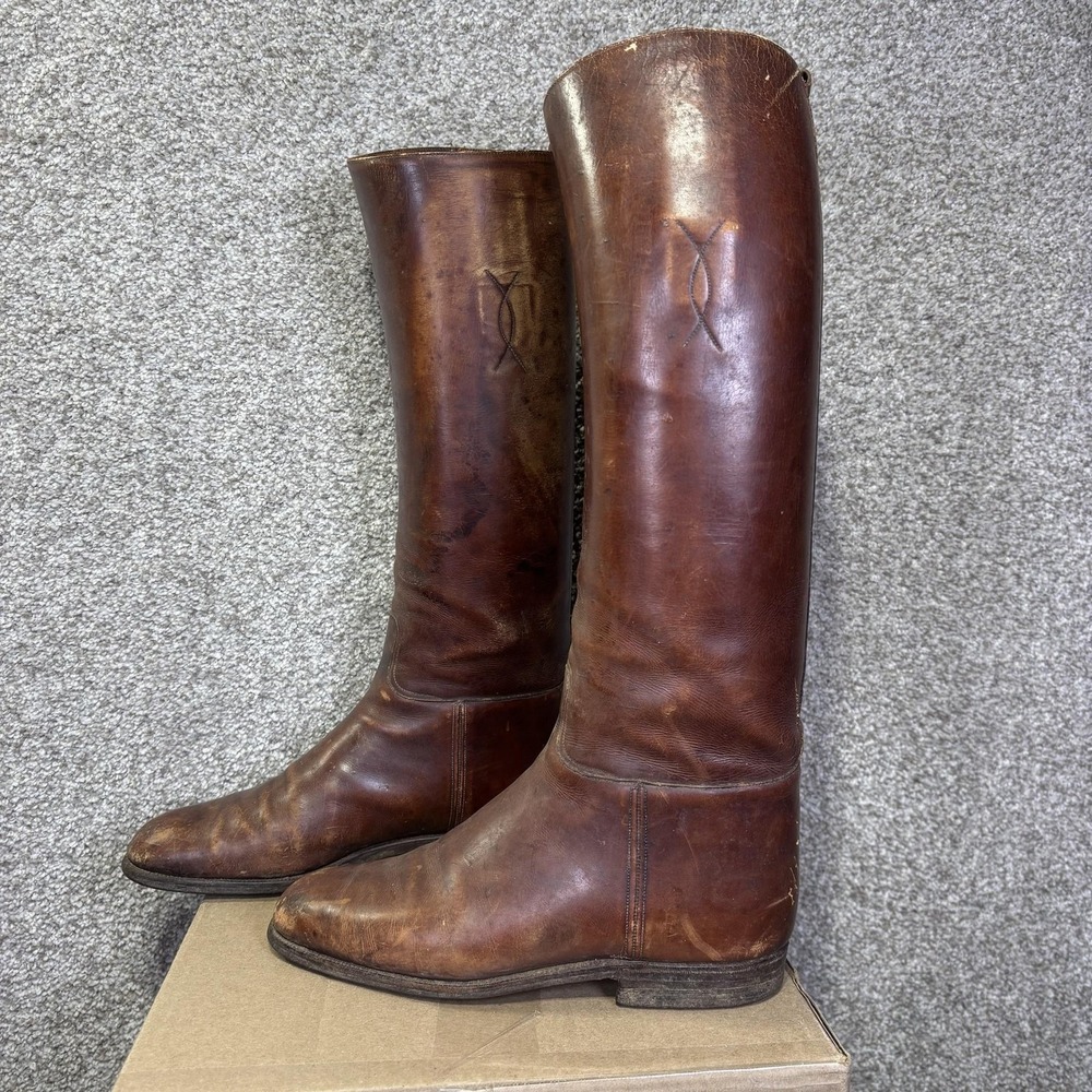 Vintage 60s Albert Gould Boots Womens Size 8 Brown Leather Riding Equestrian‎